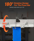 180-degree rotating press bar on 24 Inch Industrial Magnetic Pan And Box Heavy Duty Sheet Metal Brake Workhorse MSMB650E