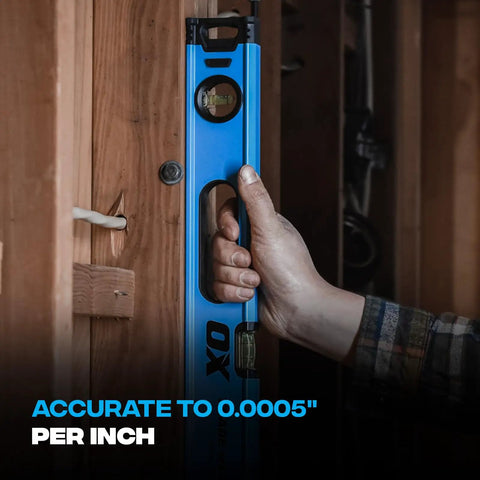 Dead Straight Eight Foot Aluminum Box Beam Level Featuring Magnified Vials And Lightweight Four Point One Pound Body Built Tough For Rock Solid Slab Pouring And Wall Framing Jobs