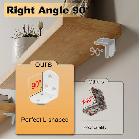 Built Like A Tank White L Brackets 4 Pack Heavy Duty Stainless Steel Corner Shelf Supports For Wood Furniture Rustproof Metal Hardware With Smooth Burr Free Edges Quick Install