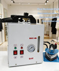 Pro Grade 110V Commercial Curtain Steamer With 4L Tank And 3KG Steam Flow Adjusted By Visual Gauge showing control panel and heat-resistant parts.