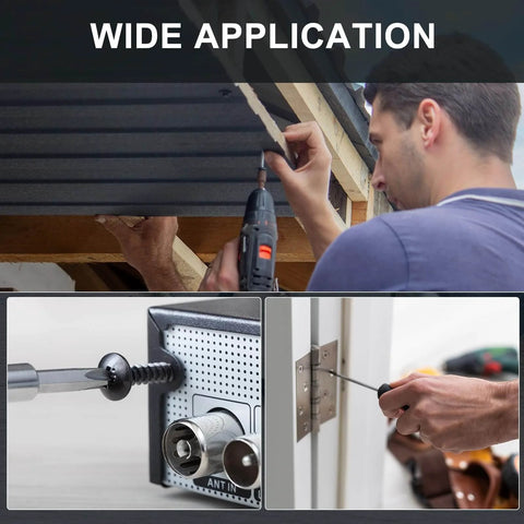 Wide application of 50Pcs No 10 X 3/4 Inch Phillips Head Self-Tapping Screws for wood, metal, and plastic fastening.