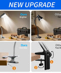 Comparison of upgraded Beastly Bright Clamp Lamp with 2000 Lumens showing brightness and clamp base features against other models.