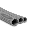 No Sweat Three Quarter Inch Ent Pvc Electrical Nonmetallic Tubing 100 Ft Smurf Tube showcasing three sizes of flexible conduit.