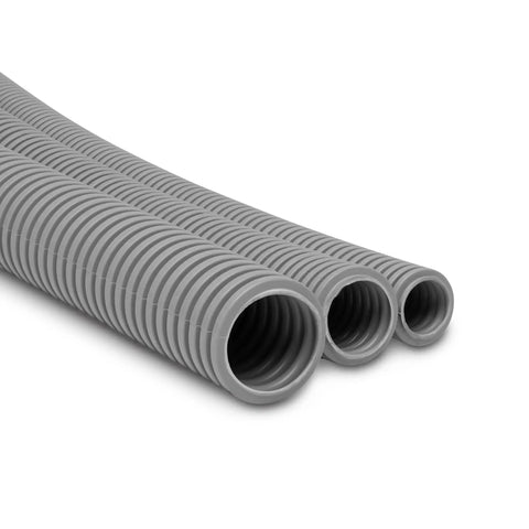 No Sweat Three Quarter Inch Ent Pvc Electrical Nonmetallic Tubing 100 Ft Smurf Tube showcasing three sizes of flexible conduit.