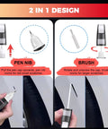 Diagram of Buick Summit White Touch Up Paint Pen GAZ WA8624 2 In 1 Auto Scratch Repair with brush and pen tip showing application.