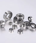 Assorted MR104ZZ Deep Groove Ball Bearing 4x10x4mm Chrome Steel Double Shielded displayed on a white background for small machinery projects.