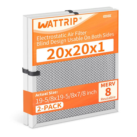 2-Pack 20x20x1 MERV 8 Reusable Washable Electrostatic Air Filters For HVAC Furnaces And Air Conditioners with aluminum frame