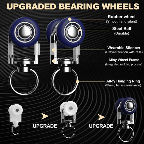 Easy Install Heavy Duty Aluminum Double Curtain Track System With Ceiling Mount Smooth Silent Sliding Rails For Drapes Room Dividers Living Room And Bedroom White Finish 2.3m 7.5ft Length, upgraded bearing wheels