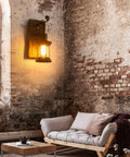 Dope Industrial Antique Wall Lantern With Pulley Sconce For Indoor Home Farmhouse Decor Vintage Red Painted Wall Light