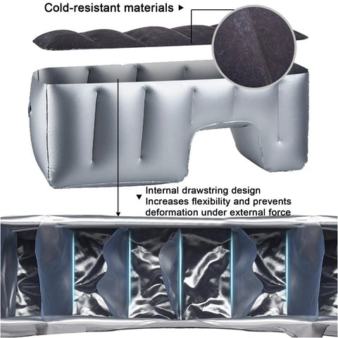 Dope Gap Filling Car Mattress For Tesla Cybertruck And Roadster Backseat Travel Bed showcases its cold-resistant materials and internal drawstring design.
