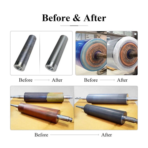 High Capacity 360L Ultrasonic Cleaner For Industrial Parts Removal showing before and after cleaning of anilox rollers.