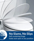 Heavy Duty Commercial Open Front Plastic Toilet Seat With Stay Tite Fastening System No Slam Quiet Elongated White
