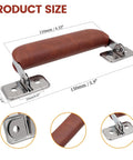 Two Brown Leather Luggage Handles With Metal Mounts, 110mm Long Pull Handles For Trunk, Bag, Briefcase, Guitar Case And Musical Box, Vintage Style, Durable Build With Screws Included.