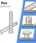 304 Stainless Steel Clevis Pins Single Hole Flat Head Hitch Pin 4 Pack Heavy Duty All Purpose Reliable For Trailer Latches Mechanics Repair Furniture Installation And Industrial Equipment, 4 pcs