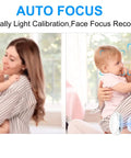 Mother holding baby with 16MP Autofocus USB Camera Module, showing auto focus and face recognition feature.