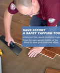 Person using Tapping Block For Floor Installation With Ergonomic Handle No Hammer Needed on wood planks, saves time and protects fingers