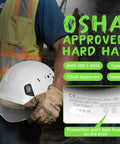 ANSI Z89.1 OSHA Approved Construction Hard Hat With Visor Built For All Day Comfort Ventilated White Safety Helmet Shown Side View