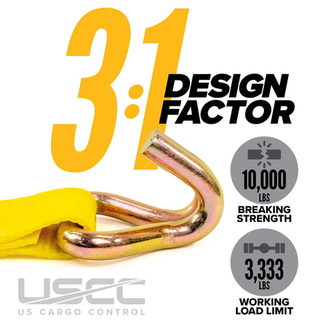 Heavy Duty J Hook from Ultra Badass Heavy Duty J Hook Ratchet Straps For Hauling Cargo On Trailers And Pickups Two By Twelve Feet 10k Break Strength