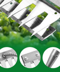 Close-up of Beast 8 Teeth Garden Weeding Rake Heavy Duty Carbon Steel Weed Puller Tool With Gloves, showing sharp blades and fittings