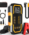 Beefy Go-To Portable Jump Starter With Air Compressor For Cars And Trucks, 1500A Peak Battery Booster, accessories shown
