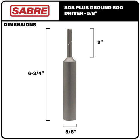 Five Eighth Inch SDS Plus Ground Rod Driver Bit For Rotary Hammer Use In Concrete And Masonry Drilling Heavy Duty Construction