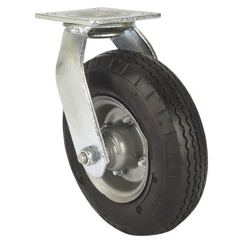 Badass 8 Inch Swivel Caster Wheel With Flat Free Rubber Foam Core And Deep Sawtooth Tread Built Tough For Heavy Utility Gear Rolling Smooth Up To 250 Lb Capacity