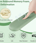 Close-up of sage green 3 In 1 Gel Memory Foam Keyboard Wrist Rest And Mouse Pad Set For Gaming And Office Comfy Ergonomic Cushion