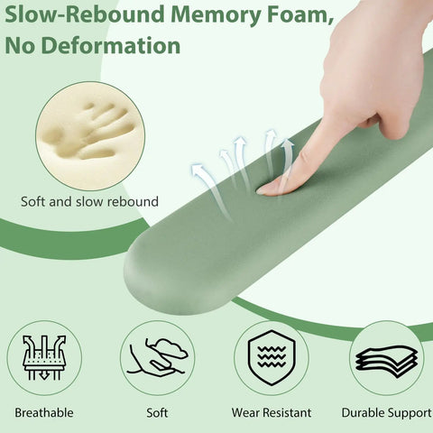 Close-up of sage green 3 In 1 Gel Memory Foam Keyboard Wrist Rest And Mouse Pad Set For Gaming And Office Comfy Ergonomic Cushion
