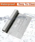 Stainless Steel Pastry Scraper Cutter Chopper With Measuring Scale shown underwater, highlighting waterproof and easy-clean features.