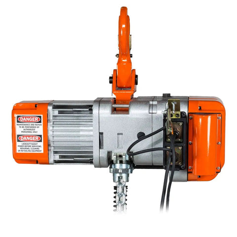 Electric Chain Hoist 1 Ton 2200 Lb With Remote Control, 110V, 20 Ft Lift Height, Single Phase, G80 Chain, H2 Duty For Overhead Cranes And Warehouse Lifting