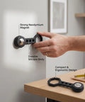 Aolidsive 2 Pcs Magnetic Stud Finder Portable Handheld Wall Stud Detector showing strong magnet and silicone body on wall.