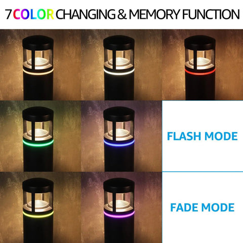 Eight Pack Low Voltage Path Lights With Side Ambient Lighting 5W LED Pathway Fixtures, color changing, black aluminum design.
