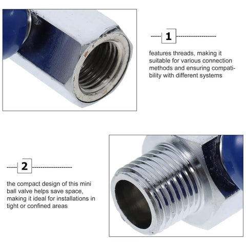 Mini Brass Ball Valve With Female To Male Threaded Lever Handle Shutoff Npt Dn8 showing threaded connections for tight spaces.