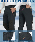 Men's Ski Waterproof Insulated Softshell Snow Pants with Fleece Lining and Zipper Pockets for Snowboarding, Dark Gray, showing utility pockets.
