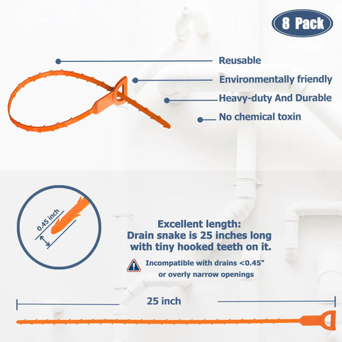 Kicking Nasty Hair Clogs Like A Pro This Flexible Drain Snake 25 inch with barbed hooks for easy clog removal in drains.