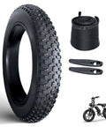 20x4.0 Fat Tire Tube And Folding MTB Tire Puncture Resistant Inner Tube For Mountain Bikes And E Bikes All Terrain Directional Tread High Volume For A Smooth Rugged Ride in image showing tire, tube, levers, and bike
