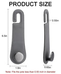 Badass Leather Car Headrest Hooks Two Pack Hella Sturdy Seat Storage Hangers For Bags And Groceries Top Shelf Ride Setup Gray dimensions 6.5in x 1.9in