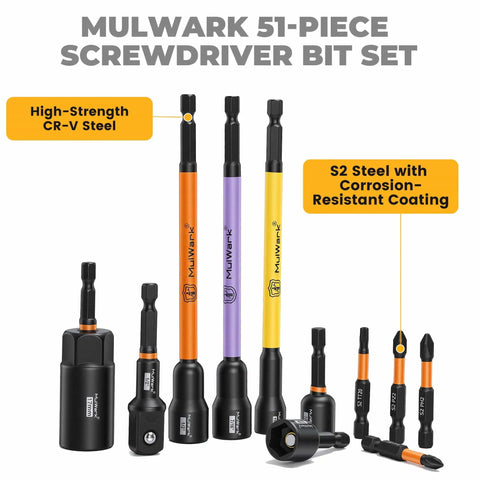 51-Piece Magnetic Nut Driver Set With Color-Coded Deep And Standard Drivers, SAE And Metric, includes visible drivers.