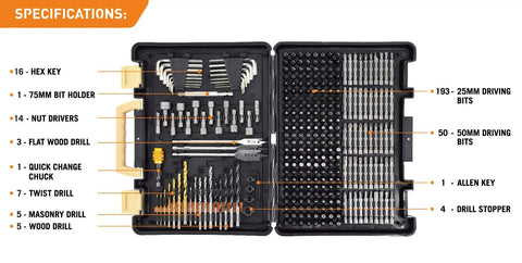 Ultimate 300 Piece Screwdriver And Drill Bit Set With Quick Change Adapter High Grade Carbon Steel Bits For Wood Masonry And Metal Includes Nut Drivers Security Bits Torx Slotted Phillips Hex Keys And Magnetic Bit Holder