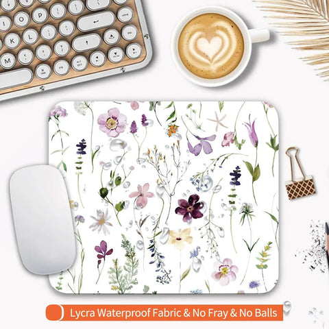 Flower Power Square Mouse Pad With Premium Texture Personalized Customizable Design Washable Surface Non Slip Rubber Base