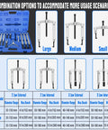 Gear Puller Set 6 In 1 Bearing Puller Kit 13 Piece With Two Jaw And Three Jaw Gear Pullers reversible jaws in storage case