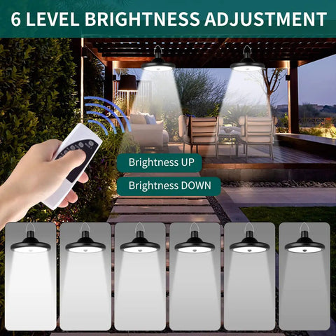 Dual Head Solar Shed Light With Motion Sensor, 4 Modes And 6 Brightness Levels, IP65 Waterproof Hanging Lamp, remote control use