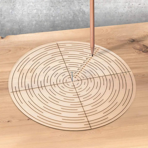 10 Inch Circle Center Finder Tool For Irregular Shapes, Acrylic Compass drawing circles on wood surface