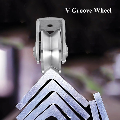 Front view of V Groove Wheel Set Stainless Steel Heavy Duty Wire Rope Pulley Block Sliding Gate Rollers with double bearings