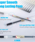 Open and capped No Smear 0.5mm Gel Pens For Office And School Extra Fine Point Smooth Writing No Bleed Japanese Style Ballpoint Pens 12 Pack