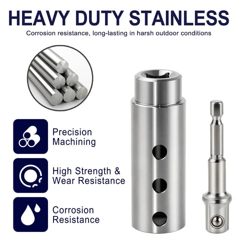 Heavy Duty Trailer Jack Drill Adapter Built Like A Tank Stainless Steel showing precision machining and corrosion resistance features.