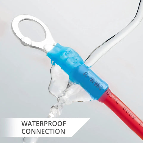 Marine Grade Heat Shrink Ring Terminals For 16 To 14 AWG Red Eyelet Connectors waterproof seal demonstration