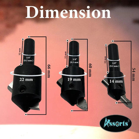 Dimensions of Assorted Three Piece Fly Cutter Set For Milling Machines With HSS Tool Bits In Multiple Shank Sizes Three Eighths Inch Shank