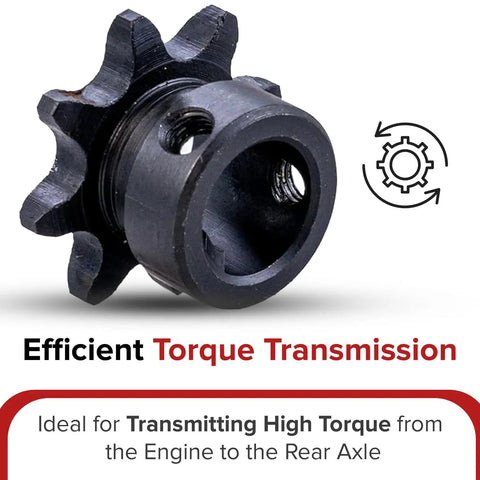 40 41 Chain 8-Tooth 2182-K Jackshaft Sprocket With Five Eighths Inch Bore For Go Karts And Dune Buggies Dual Set Screws And Integral Key For Quick Install And Reliable Power Transfer, black steel jackshaft sprocket