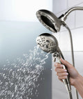 2-In-1 Dual Shower Head With Handheld Spray And Magnetic Docking, H2Okinetic PowerDrench Delivers 3X Coverage, Black